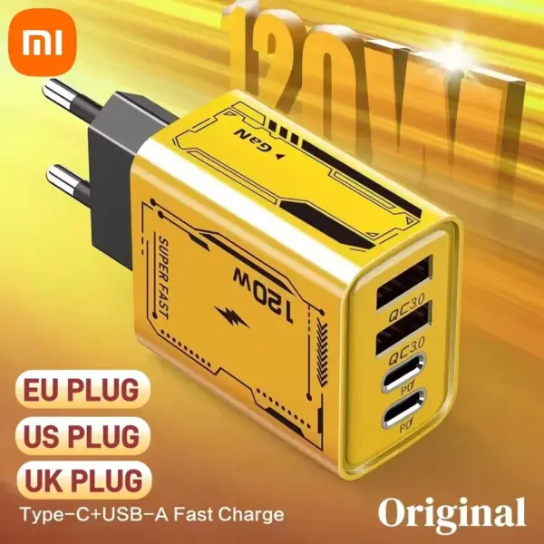 Xiaomi Original 120W Charger Ultra Fast Charging Type-C GaN Phone Charger USB-C QC 3.0 Phone Adapter For iPhone Samsung Xiaomi