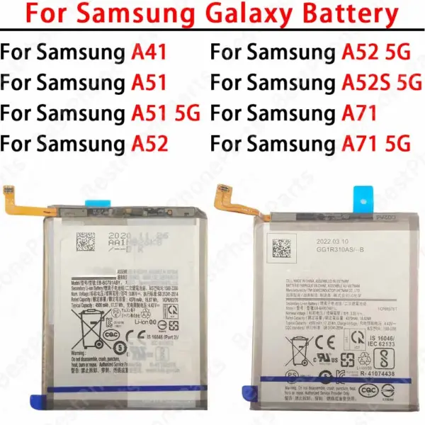 Phone Battery For Samsung Galaxy A41 A51 A52 A52S A71 5G EB-BA415ABY EB-BA515ABY EB-BG781ABY EB-BA715ABY EB-BA907ABY EB-BA516ABY