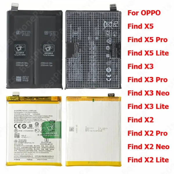 Battery For Oppo Find X5 Lite X3 Pro X2 Neo BLP891 BLP889 BLP855 BLP831 BLP811 BLP825 BLP769 BLP767 BLP755 Mobile Phone Batteria