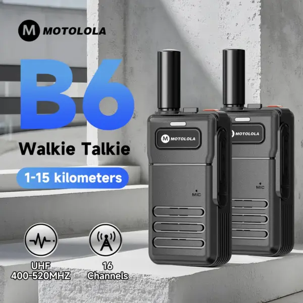 Motolola Mini Walkie Talkie Long Range 16 Channels Professional B6 UHF 400-520MHZ Match Baofeng Two Way Radio