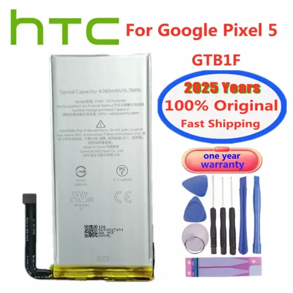 GTB1F 4080mAh 100% Original Battery For HTC Google Pixel 5 Pixel5 GD1YQ GTT9Q Phone Batteries