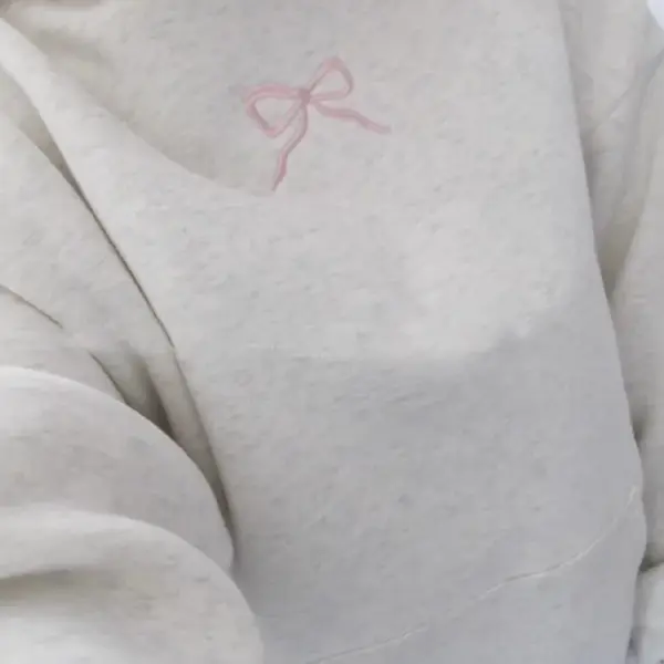 Women's Pink Bow Decor Hoodie Sweet Casual Fall Winter Embroidery Hoodie Cozy Warm Women's Fashion Fullover Women Clothing y2k