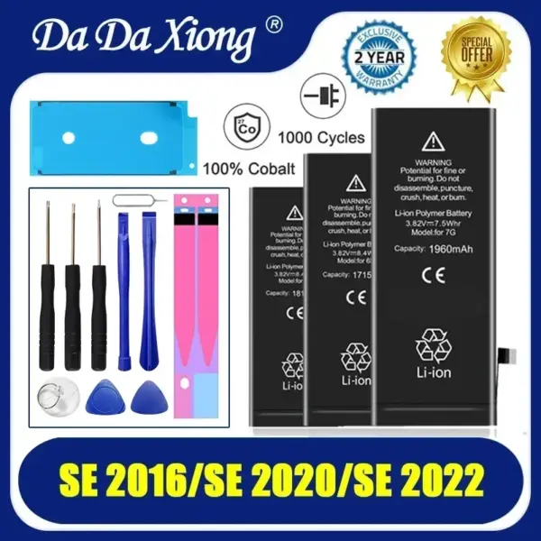 2025 New High Quality 0 Cycles Battery For IPhone SE 2016 SE 2020 SE 2022 + Free Tool