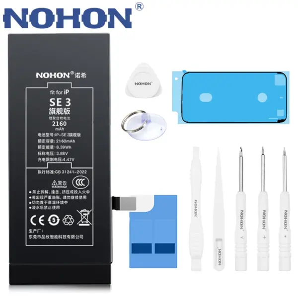 NOHON High Capacity Battery For iPhone SE 2022 2020 2016 SE3 SE2 11 Pro 12 Mini 13 14 Plus 15 12Mini Lithium Polymer Batteries