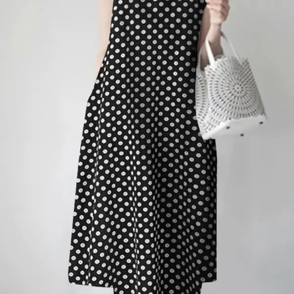 ZANZEA Bohemian Point Dot Printed Dress Women Summer Vestidos 2024 Elegant Sexy Sleeveless Casual Loose Vintage Beach Sundress