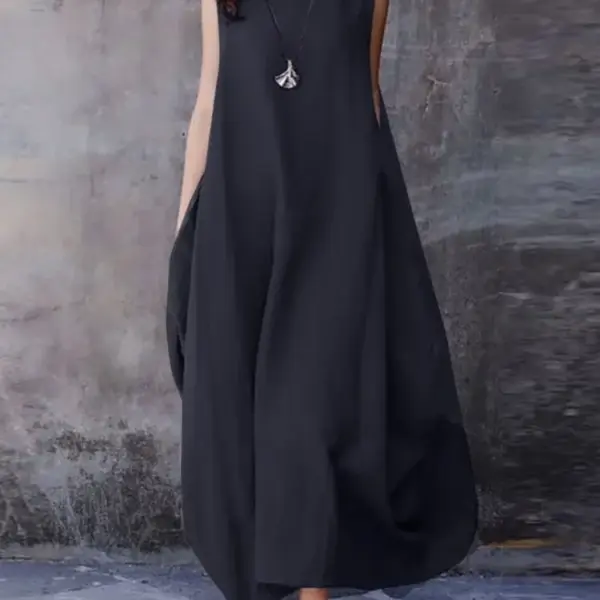 ZANZEA 2024 Fashion Summer Dress Women Holiday Oversized Maxi Dresses Casual Loose Solid Cotton Vestidos Sleeveless O Neck Robe