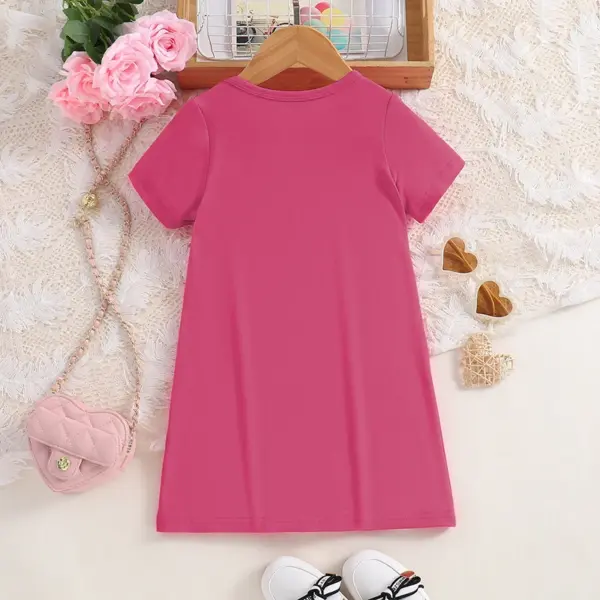 Girls Summer Thin Fashion Casual Dress Love Leopard Print Short Sleeve Round Neck Knitted Skirt Children's Minimalist Clothing