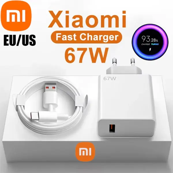Xiaomi 67W USB Fast Charger for Xiaomi 14 13 12 11 10 Ultra Redmi Note 12T 13 Pro Turbo Quick Charge Type C USB Charging Cable