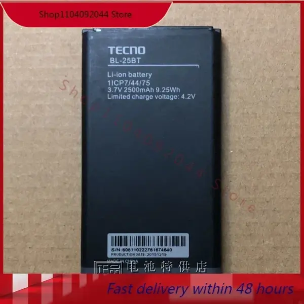 New 2024 for TECNO mobile phone battery BL-25BT mobile phone board 9.25WH 2500mAh battery