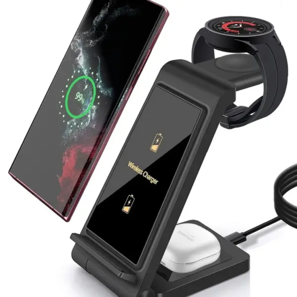 3 in 1 Wireless Charger for Samsung S24 S23 Ultra/S22/S21/Note 20/Z Flip 6/Z Fold 6 Fast Charging Station for Galaxy Watch 7 Pro