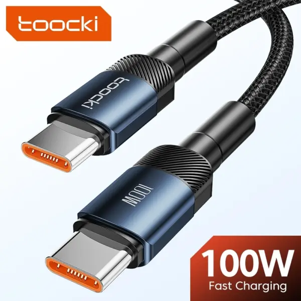 Toocki 100W USB Type C To USB C Cable PD 3.0 Fast Charging Charger Type-C Wire Cord For Macbook Samsung Xiaomi USB-C Cable 1M 2M