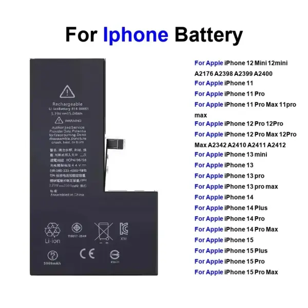 Rechargeable Battery For Iphone 11 11Pro Max 12 12Mini 12Pro 12Plus 13Mini13 Pro 13 Promax 14 15 Mini