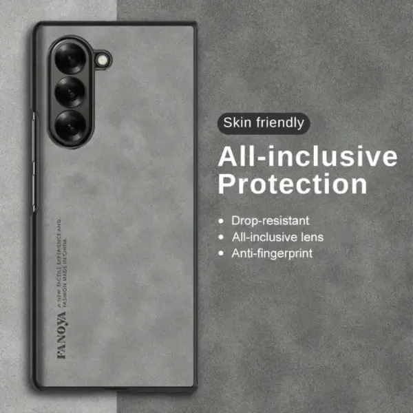 For Samung Galaxy Z Fold 7 6 Fashion Business Lambskin Leather Matte Phone Case For Samung Galaxy Z Fold 7 6