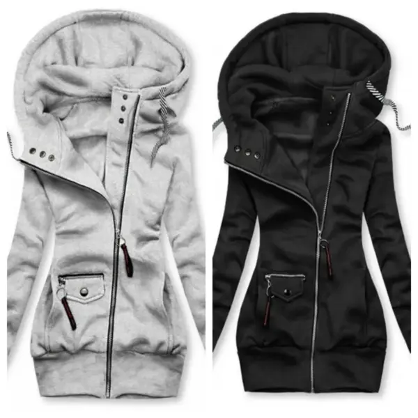Women Oversize Hoodies Sweatshirts Pullovers Hoodie Female Patchwork Sweatshirt Autumn Warm Hoody Zipper UP Tops