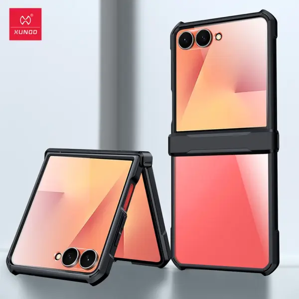 Xundd For Samsung Galaxy Z Flip 7 Flip7 SE Flip 6 5 4 Case Airbag Shockproof Shell Acrylic+TPU+Glass Back Cover For 플립7 케이