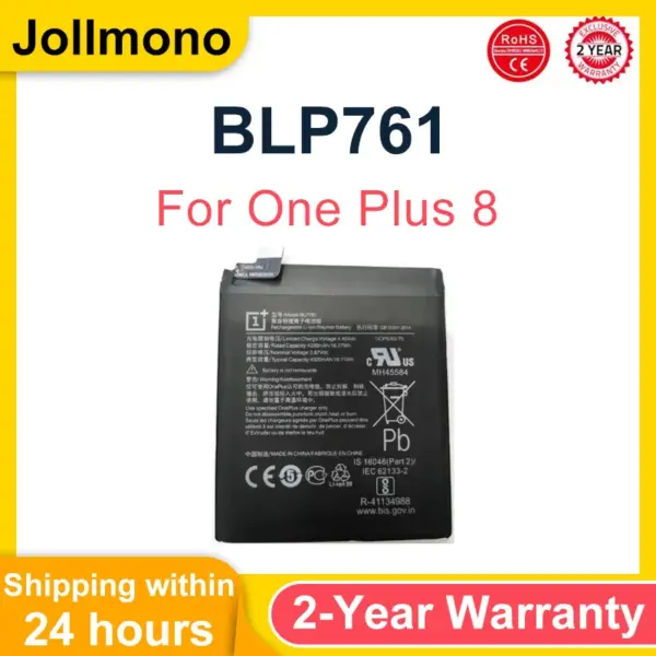 100% Original High Quality Replacement BLP761 4320mAh Battery for Oneplus 8 For One Plus 8 Mobile Phone Batteries Bateria