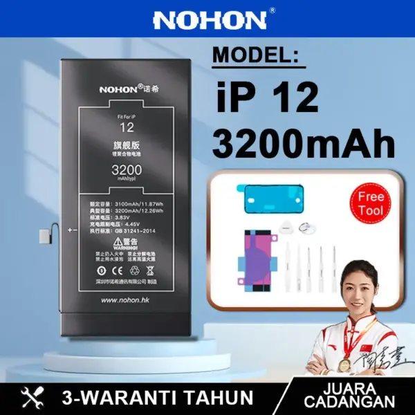 NOHON iPhone Battery For Apple iPhone 15 14 13 Pro Plus 12 Mini 11 High Capacity Batteries For X XS 8 7 6S SE 5S Battery Repair