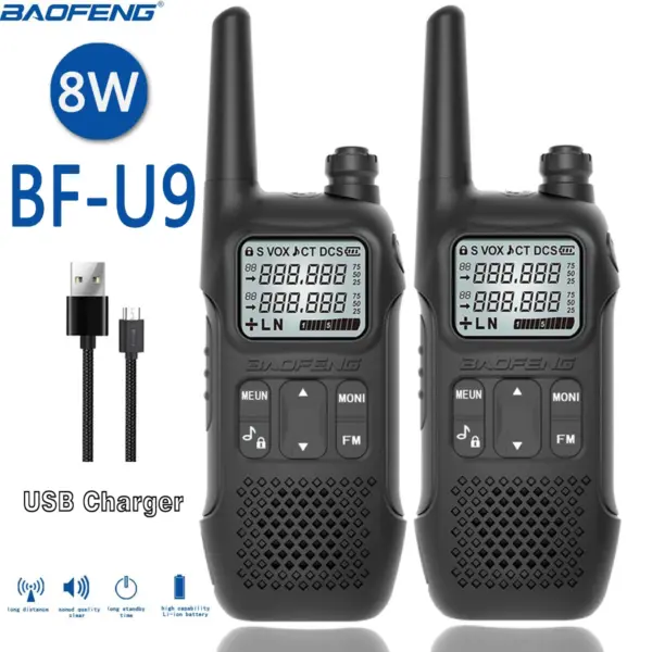 Baofeng BF-U9 Walkie Talkie 8W USB Charging 16 Channels UHF 400-470MHz FM VOX Long Distance Transceiver Portable Two Way Radio