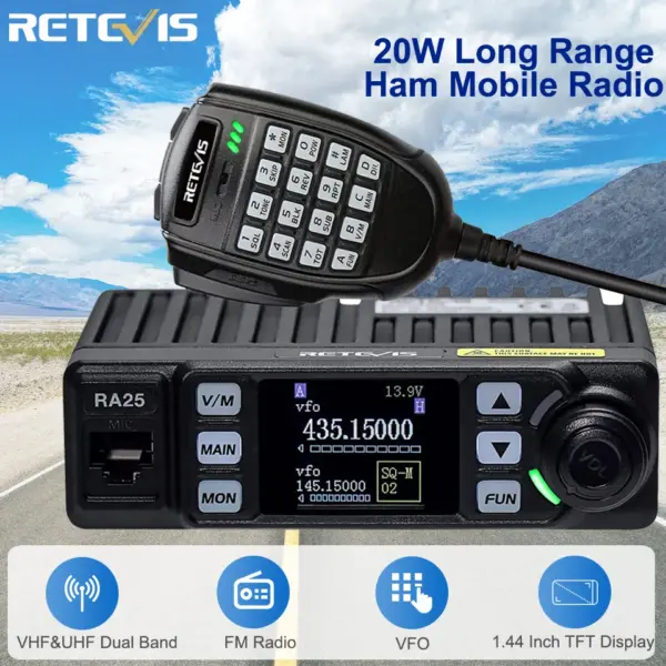 Retevis RA25 Mobile Car Radio Station Dual Band/GMRS Long Range Ham Radio Transceiver Walkie Talkie 500/30CH VFO FM for Trucker