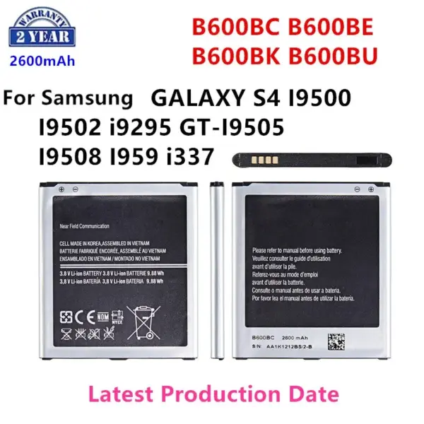 Brand New B600BC B600BE B600BK B600BU 2600mAh Battery For Samsung Galaxy S4 I9500 I9502 i9295 GT-I9505 I9508 i337 NO NFC