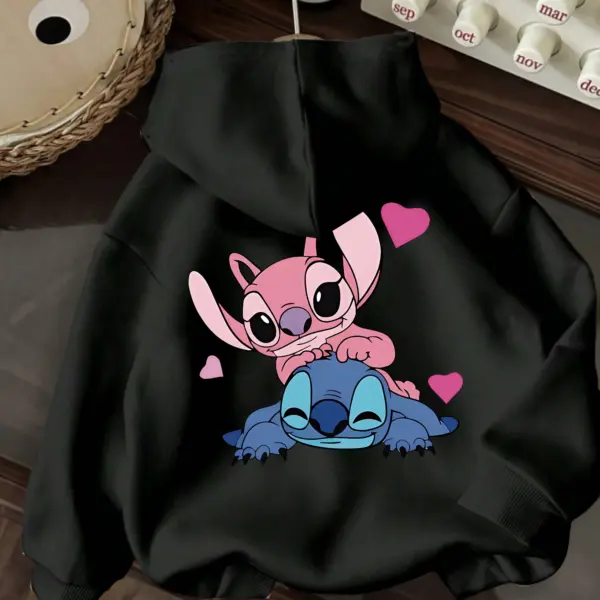 Women'S Girls Stitch Angel Cartoon Hoodie Pullover Casual Sweatshirt Autumen Winter Hoodies Graphic Hooded