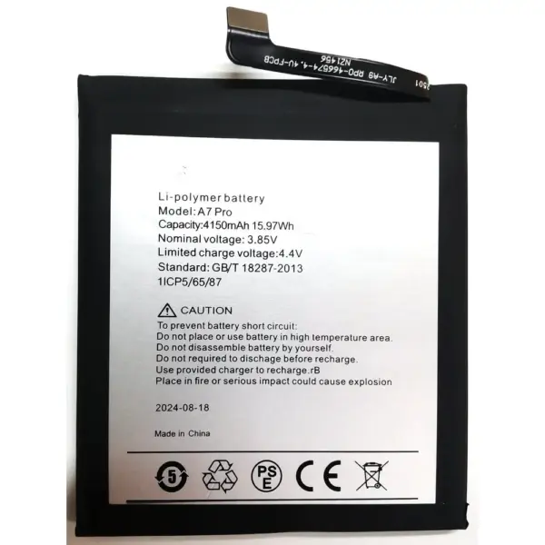 2025 Year 3.85V 4150mAh A7 Pro Replacement Li-ion Polymer Battery for UMI Umidigi Mobile Phone