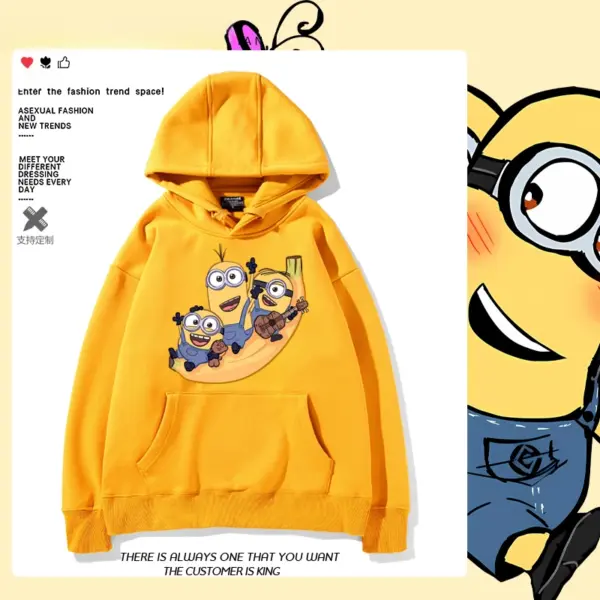 Disney Cartoon Printed Sweater Minions Hooded Couple Sweater Men's Women's New Versatile Cute Loose Casual Top Clothing