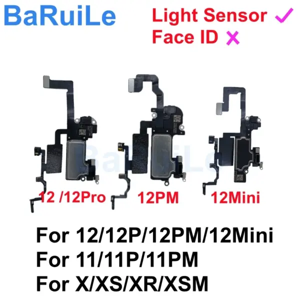 1pcs Ear Earpiece Flex For iPhone 11 12 Pro Max XR XS X Proximity Sensor Sound Speaker Flex Cable Phone Fix Face ID Parts