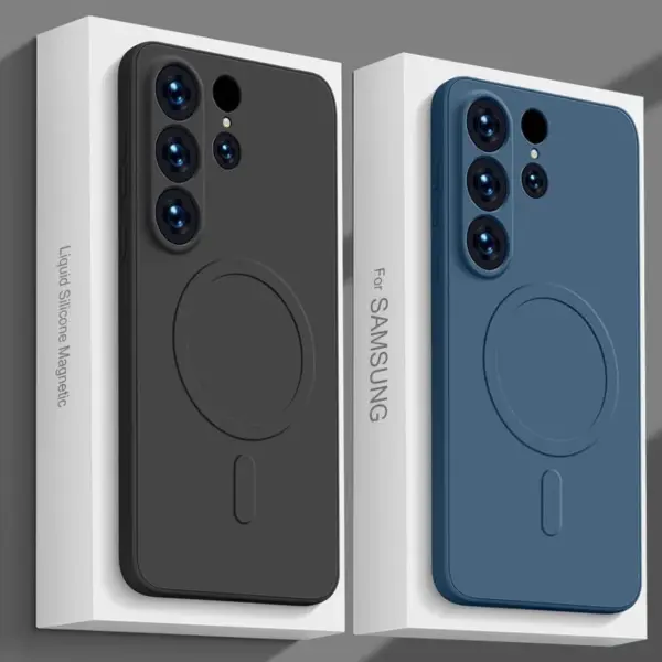 Suitable for Samsung S25 Ultra Mobile Phone Case Magnetically Absorbed A55 Liquid Silicone S23Plus Full-inclusive S24 Matte Case