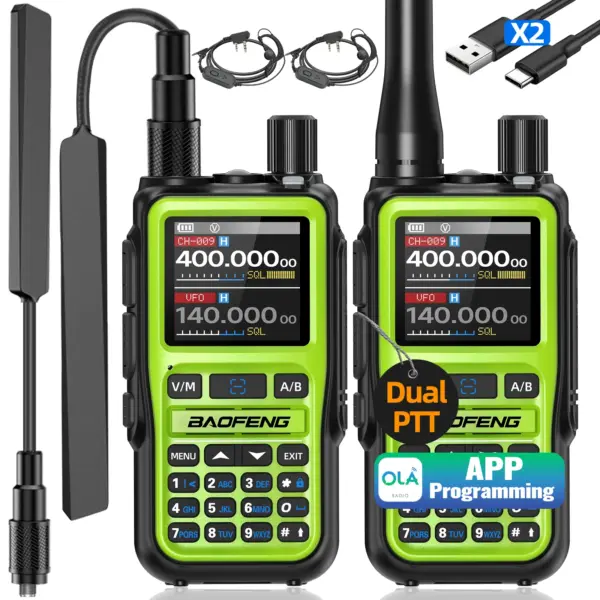 1/2PCS BAOFENG UV-5R Mini Walkie Talkie 999CH Multi-Band Bluetooth Phone APP Programming Dual PTT NOAA Type-C Charger Ham Radio