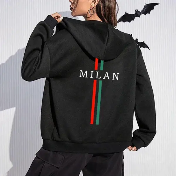 Italy Fashion Hoodie for Woman All Season Daily Casual Loose Zip-up Hooded Sweatshirts 2025 Female Urban Trend Coats Streetwear