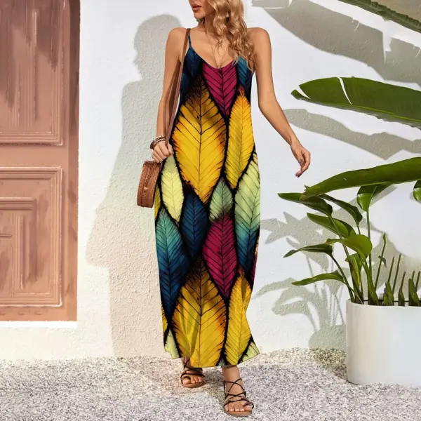 Plus Size Extra Long Dresses Womens Feather 3D Print Maxi Dresses Summer Halter Strapless Big Swing Party Dresses Pocket Designs