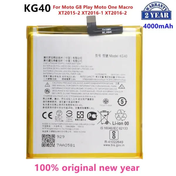 100% Original KG40 4000mAh Battery For Motorola Moto G8 Play Moto One Macro/Dual SIM XT2015-2 XT2016-1 XT2016-2 Batteries