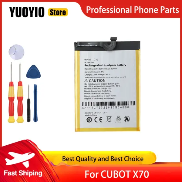 YUOYIO 100% New Original For Original Cubot X70 5200mAh Smartphone 100% Original Battery High Capacity
